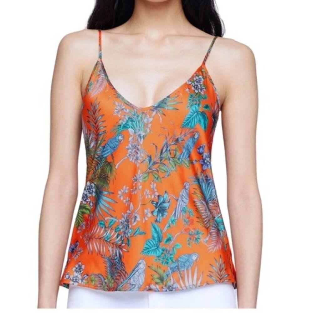 L'Agence Lexi Camisole Top in Orange Multi Parrot